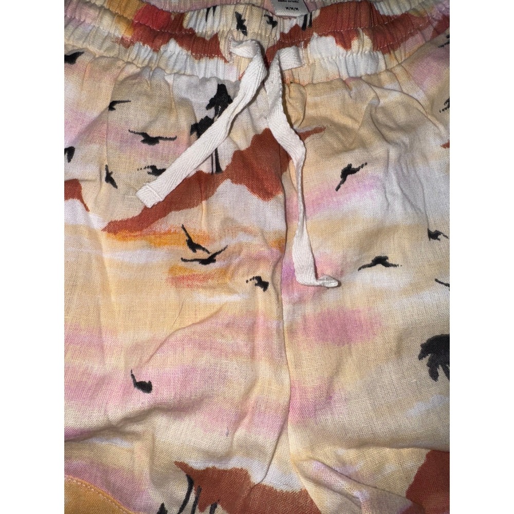 Billabong Women's Pajama Set Button Up Top Shorts Tropical Sunset Palm Trees M - Picture 2 of 7